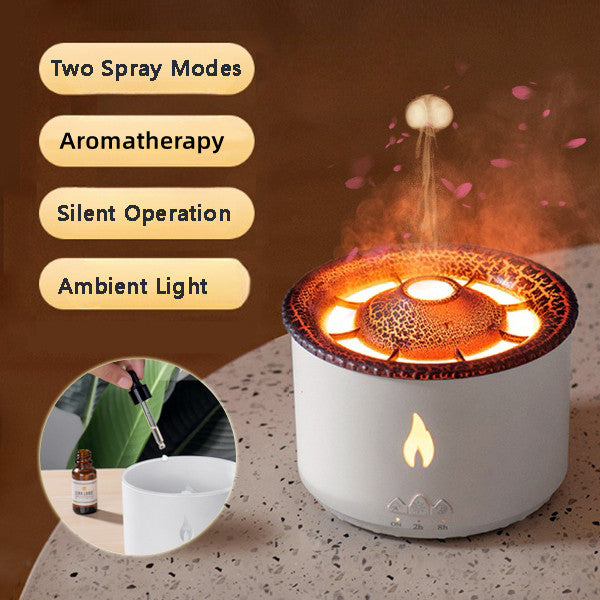 Ultrasonic Essential Oil Humidifier - Volcano Flame Aromatherapy Diffuser