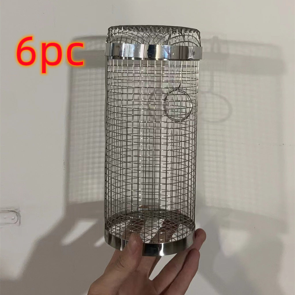 Rolling BBQ Grilling Basket - Stainless Steel Outdoor Camping Barbecue Rack
