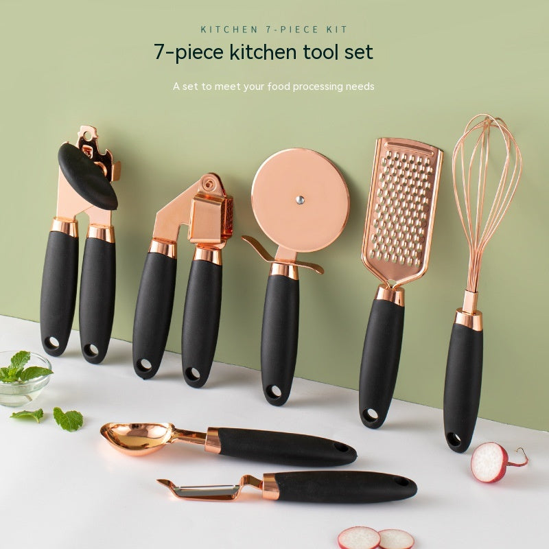7-Piece Kitchen Peeler & Gadget Set - Stainless Steel Copper Plating