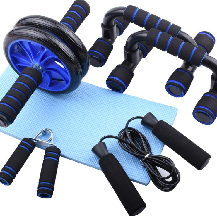 5-in-1 Home Fitness Kit - AB Roller, Jump Rope, Gripper & Push-Up Bars
