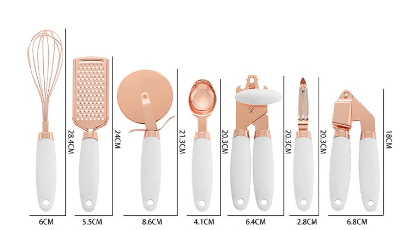 7-Piece Kitchen Peeler & Gadget Set - Stainless Steel Copper Plating