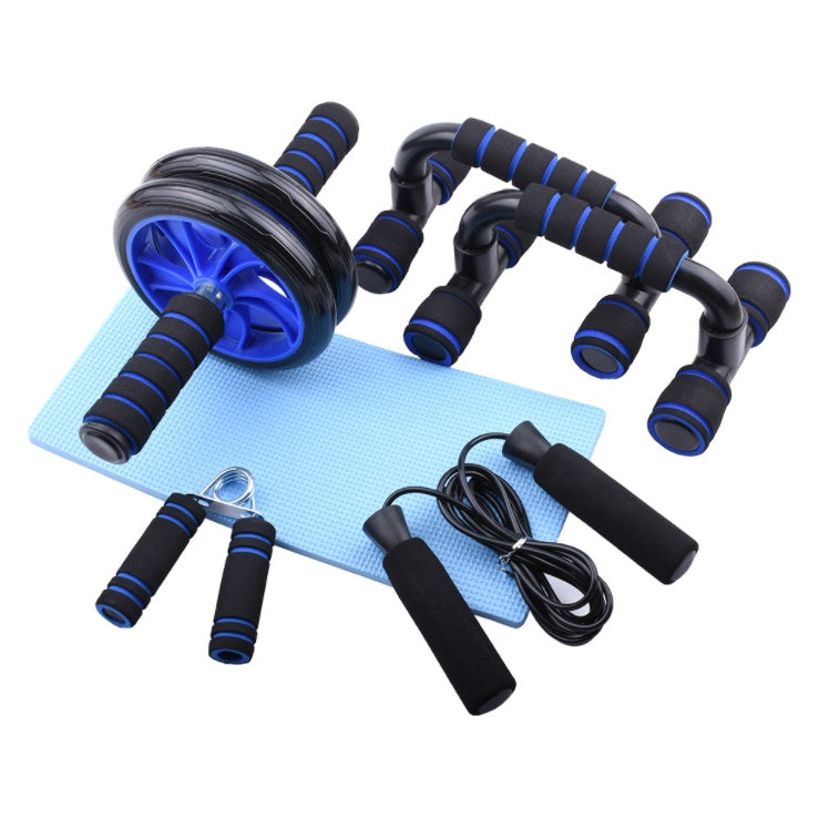 5-in-1 Home Fitness Kit - AB Roller, Jump Rope, Gripper & Push-Up Bars