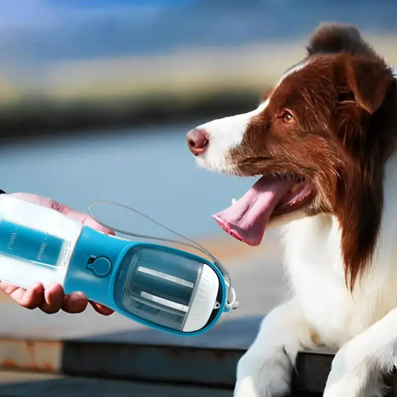 3-in-1 Portable Dog Water Bottle - Food Container & Waste Bag Dispenser