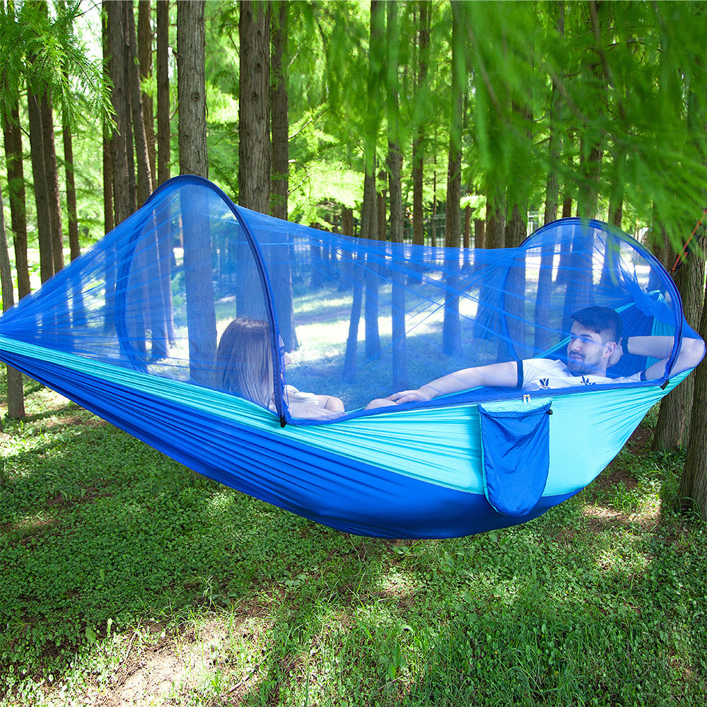 Pop-Up Camping Hammock with Mosquito Net - Quick Setup Portable Outdoor Bed