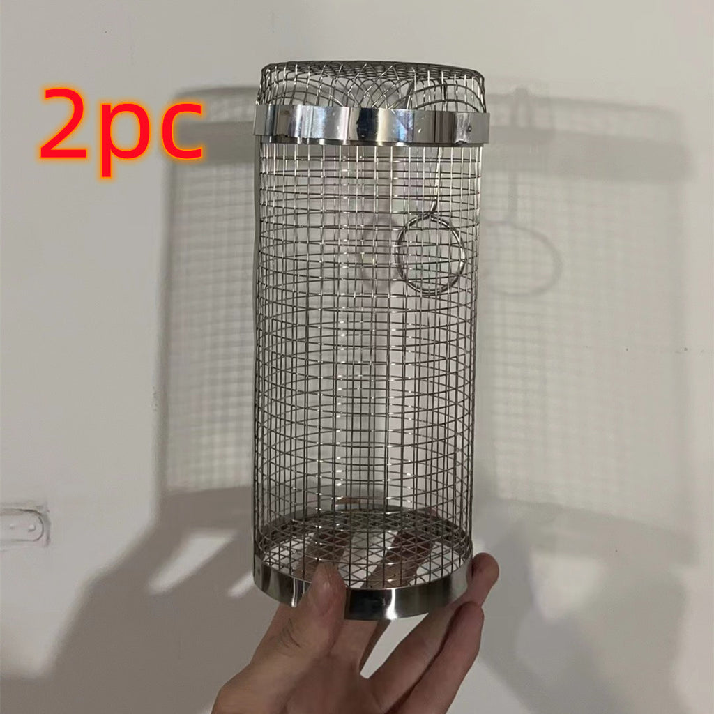 Rolling BBQ Grilling Basket - Stainless Steel Outdoor Camping Barbecue Rack