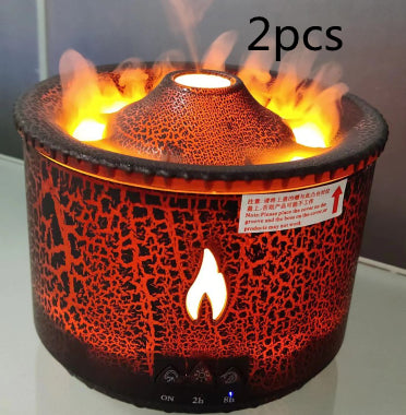Ultrasonic Essential Oil Humidifier - Volcano Flame Aromatherapy Diffuser
