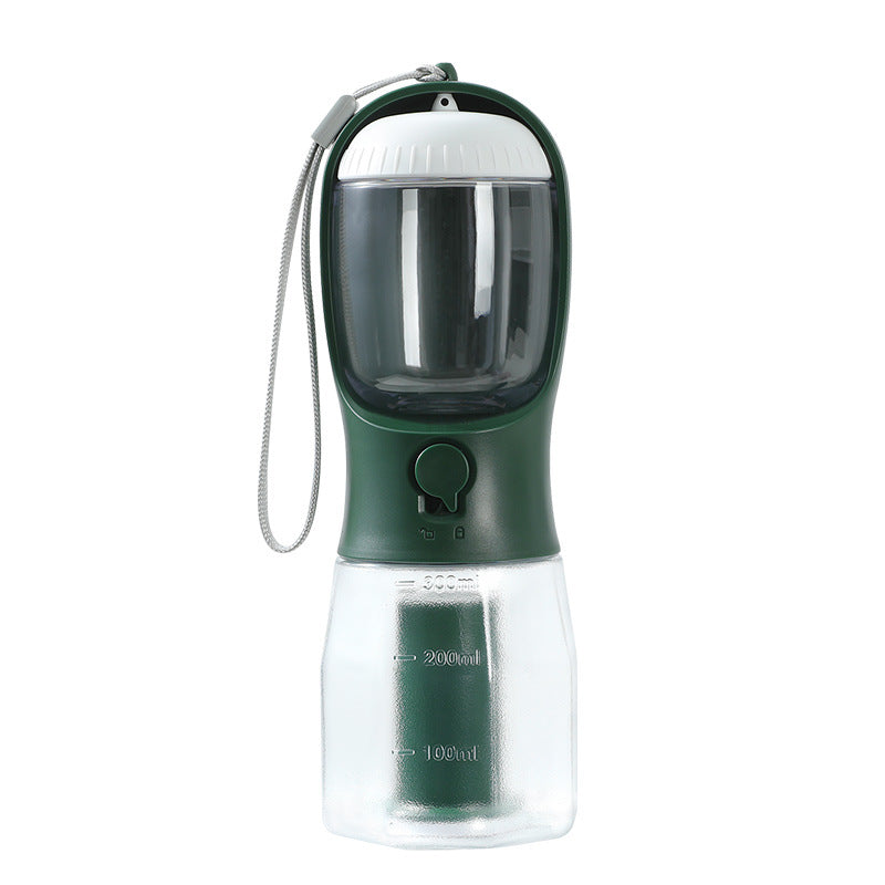 3-in-1 Portable Dog Water Bottle - Food Container & Waste Bag Dispenser