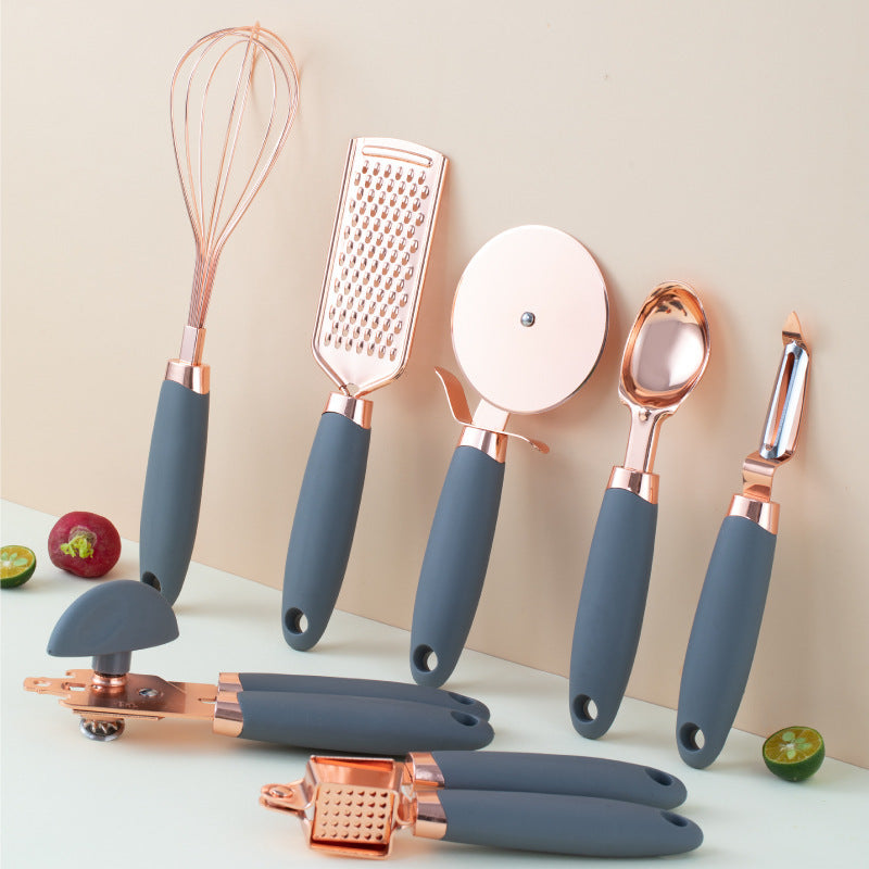 7-Piece Kitchen Peeler & Gadget Set - Stainless Steel Copper Plating