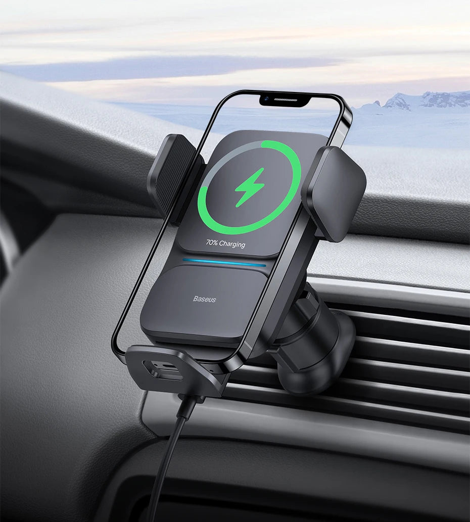 🚗 15W Smart Wireless Car Charger - Auto-Clamping Qi Mount with Fast Charging