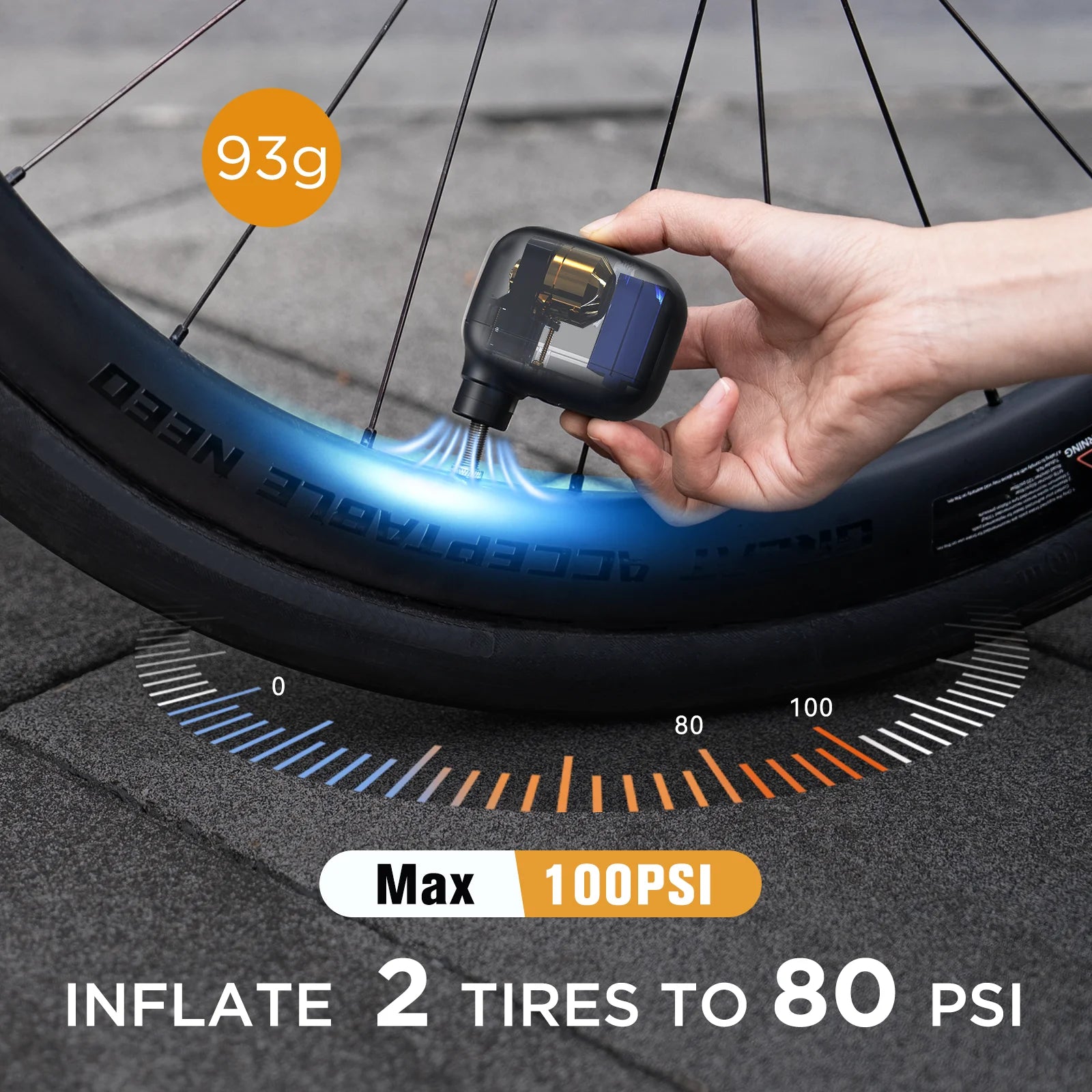 🚴 AIRBANK Mini Portable Bike Pump - Rechargeable 100PSI Type-C Inflator