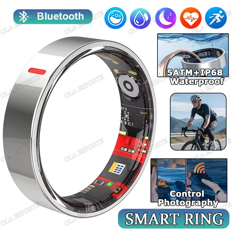 Health Tracking Smart Ring - 5ATM Waterproof Heart Rate & Sleep Monitor