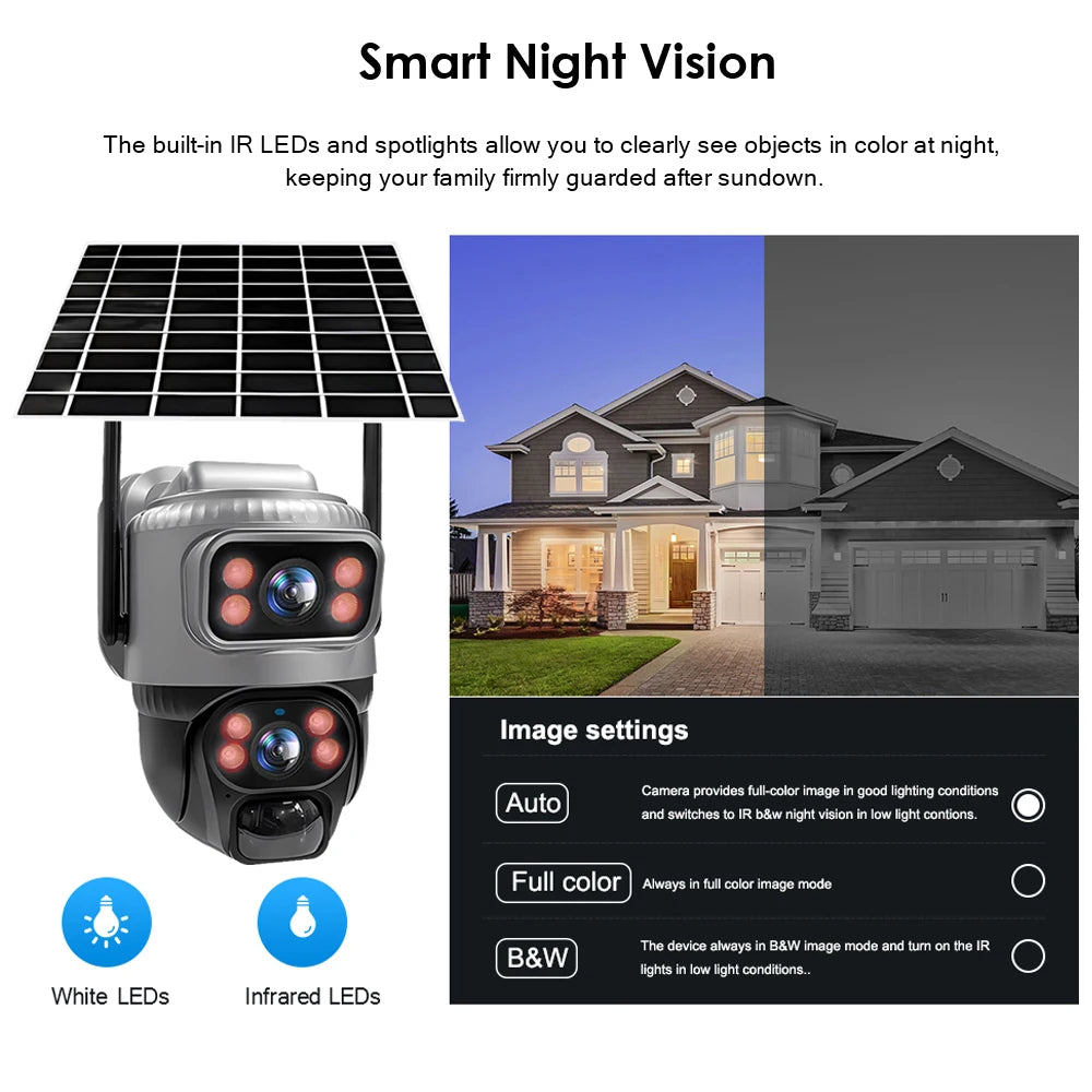 📹 V380 Dual Lens 4G Security Camera - Solar 8MP 4K Night Vision CCTV
