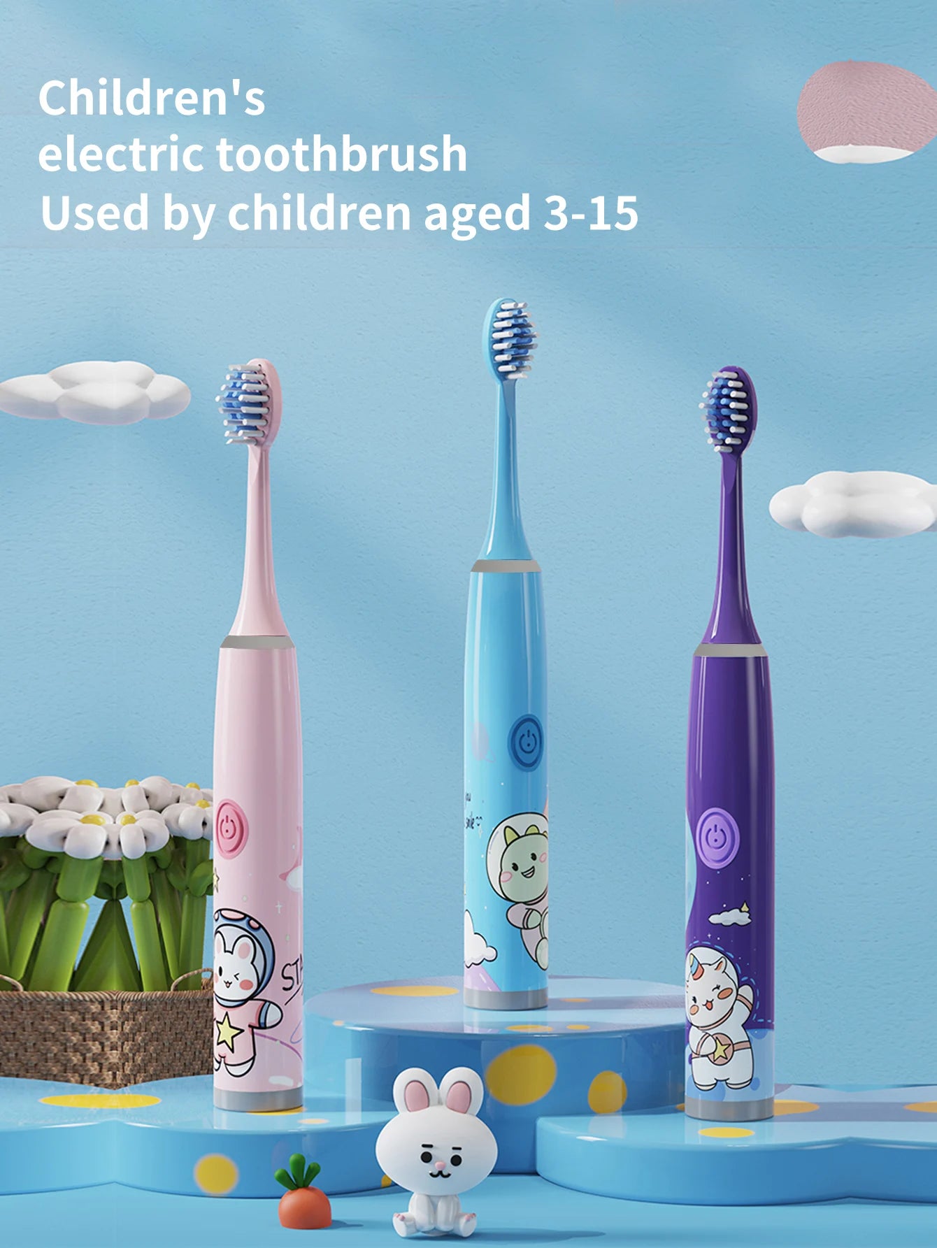 Kids Space Adventure Electric Toothbrush - Fun Cartoon Design for Healthy Smiles