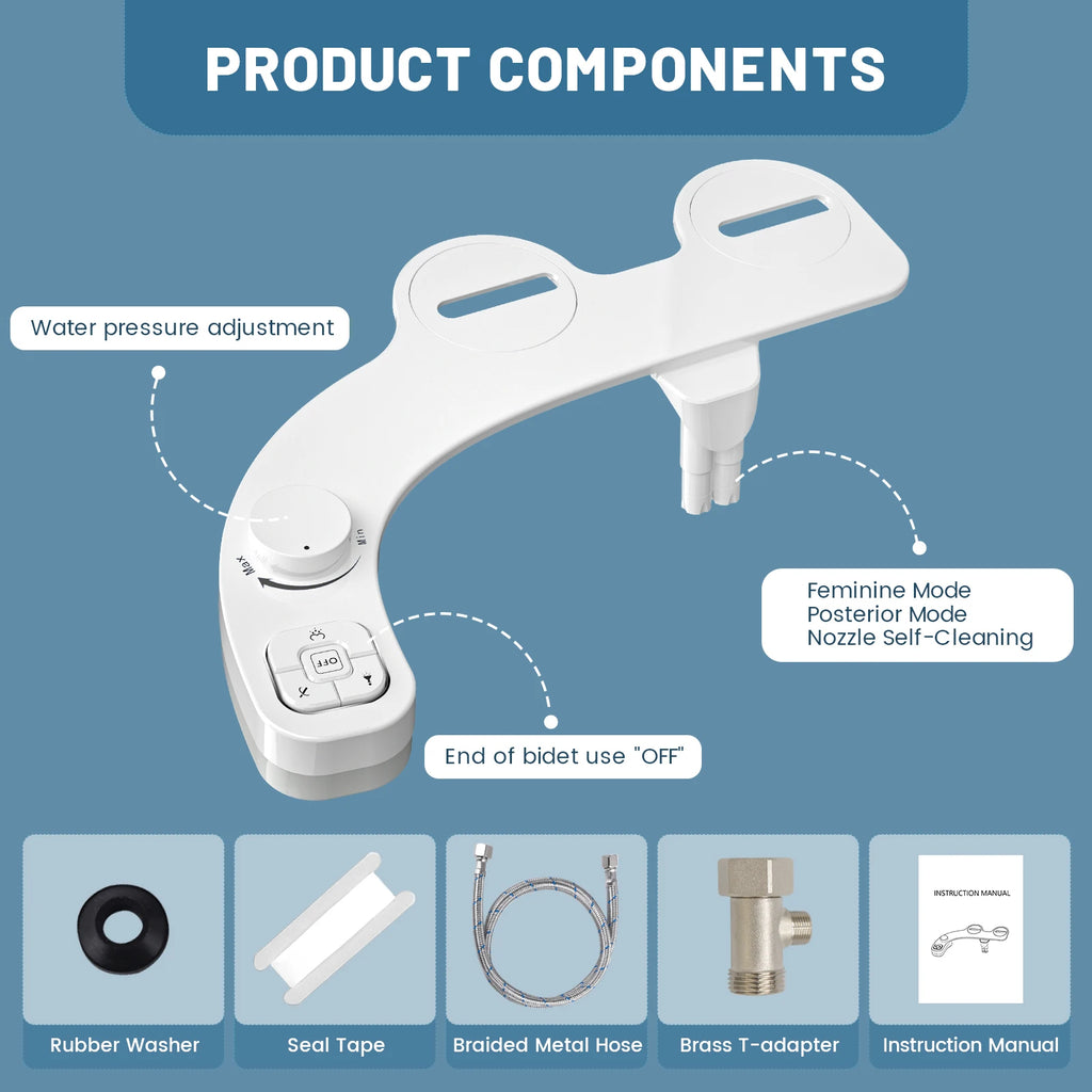🚿 Premium Bidet Toilet Attachment - Dual Nozzle Self-Cleaning | Easy Install