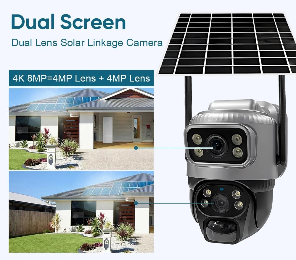 📹 V380 Dual Lens 4G Security Camera - Solar 8MP 4K Night Vision CCTV