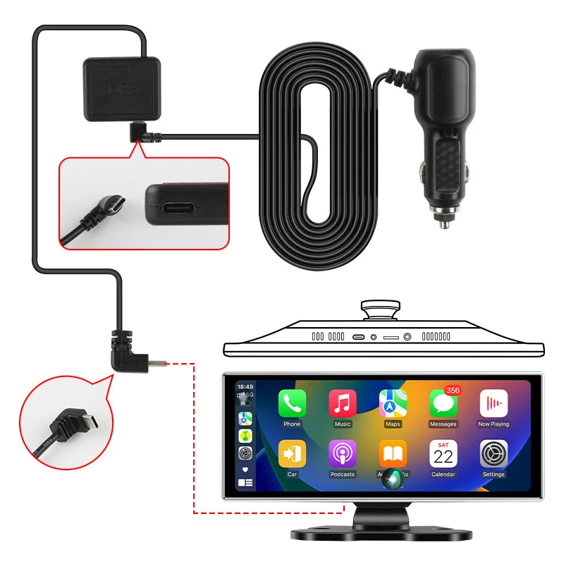 📹 11-Inch Dashboard Hub - 4K Recorder with Wireless CarPlay & Android Auto