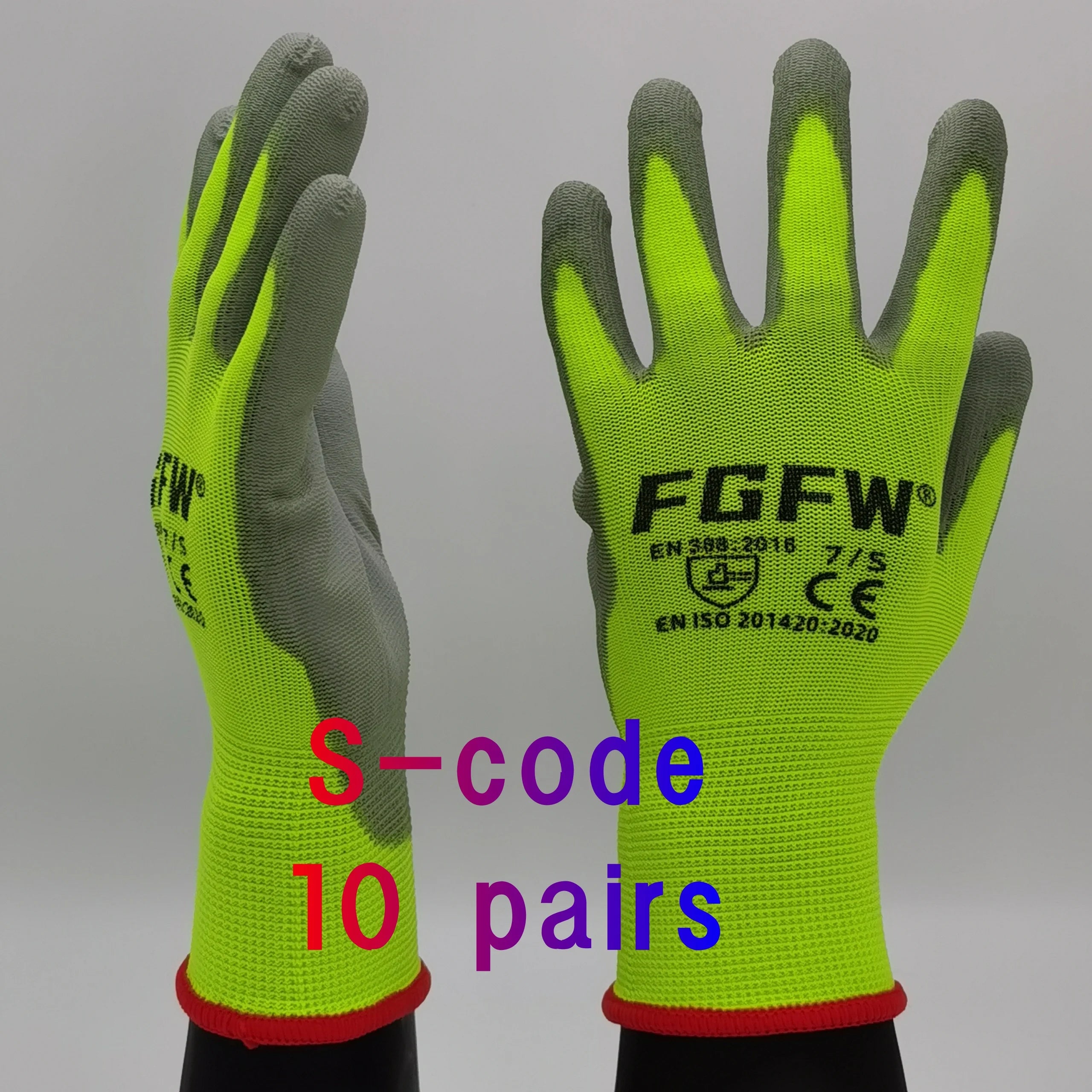 🧤 10 Pairs PU Work Gloves - Lightweight Safety Gloves EN388 Certified S-XL