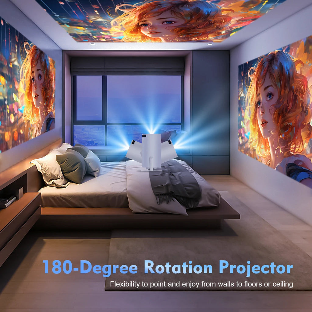 🎬 SkyCinema HY300 Pro - 180° Rotating Smart Projector for Ceiling Movies