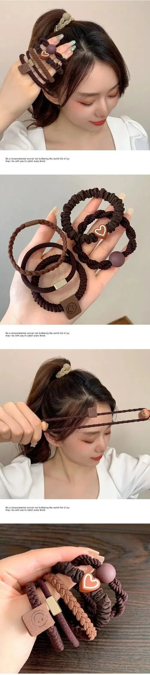 💇 10PCS Leather Headband Hair Ties - High Ponytail Elastic Rubber Bands