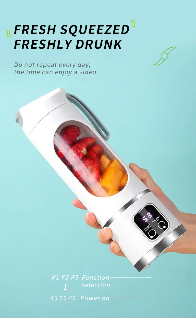 🍓 10-Blade Portable Blender 450ml - USB Rechargeable Smoothie & Ice Crusher