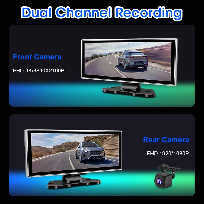 📹 11-Inch Dashboard Hub - 4K Recorder with Wireless CarPlay & Android Auto