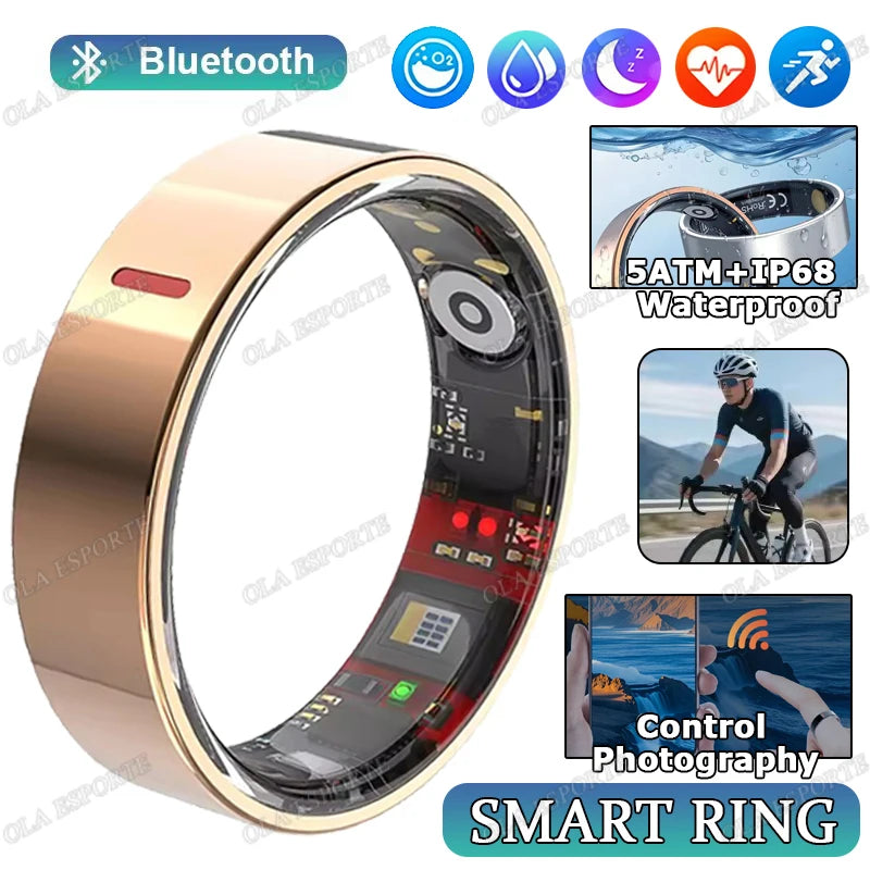 Health Tracking Smart Ring - 5ATM Waterproof Heart Rate & Sleep Monitor