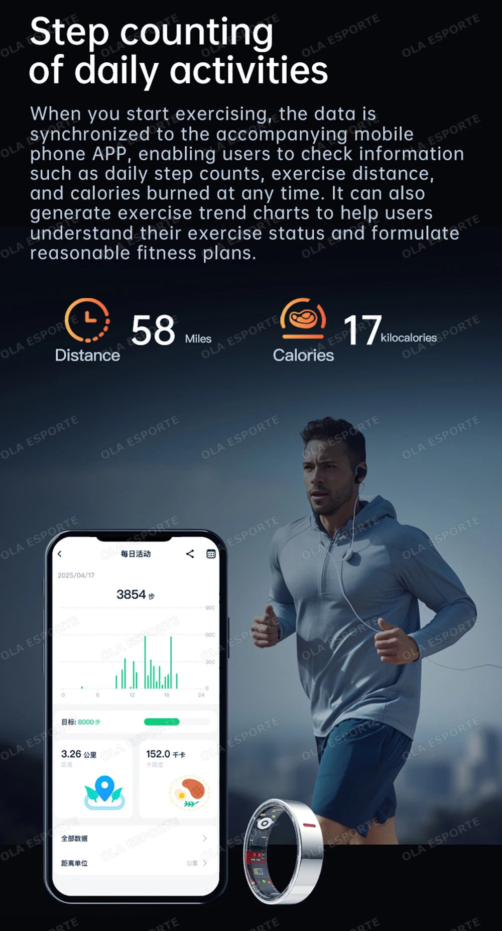 Health Tracking Smart Ring - 5ATM Waterproof Heart Rate & Sleep Monitor