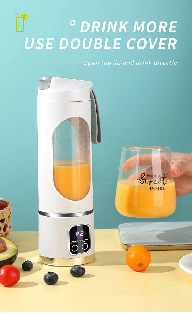 🍓 10-Blade Portable Blender 450ml - USB Rechargeable Smoothie & Ice Crusher