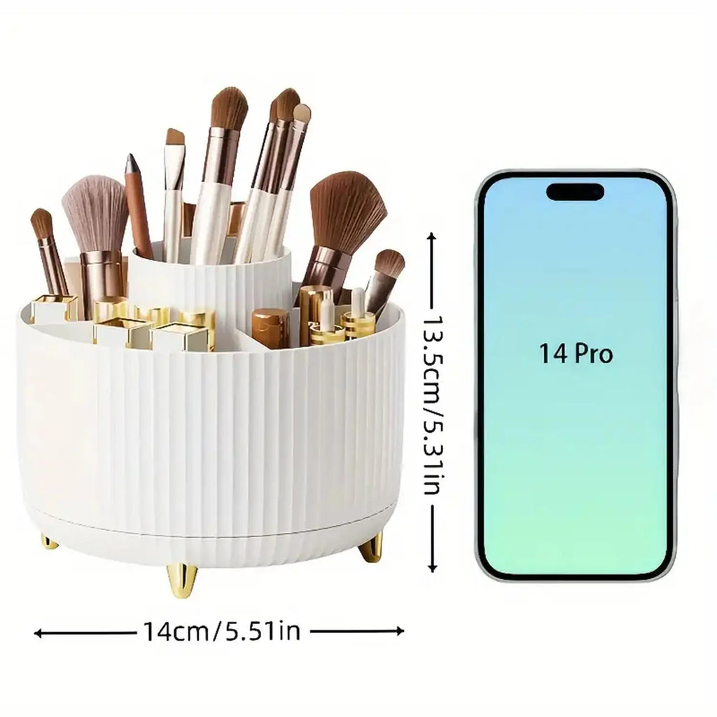 💄 360° Rotating Makeup Organizer - 5 Compartments Multi-Functional Storage