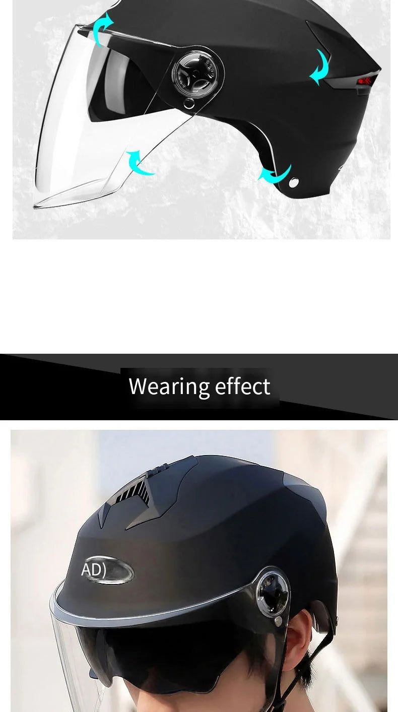 🏍️ LED Motorcycle Helmet with Rechargeable Lights - Double Visor Safety