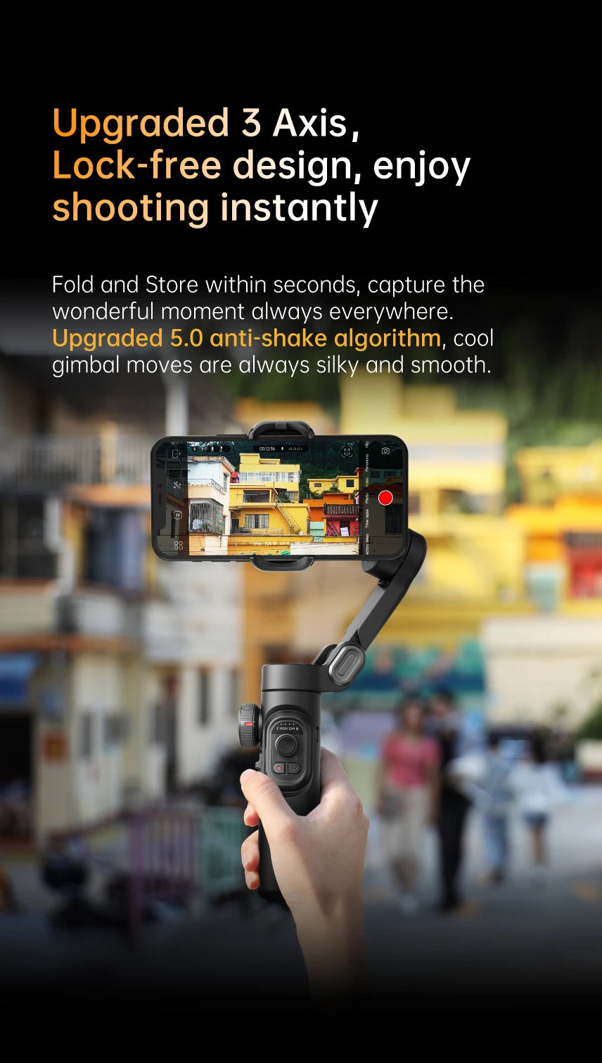 🎥 AOCHUAN 3-Axis Gimbal Stabilizer - AI Face Tracking for TikTok & Vlog