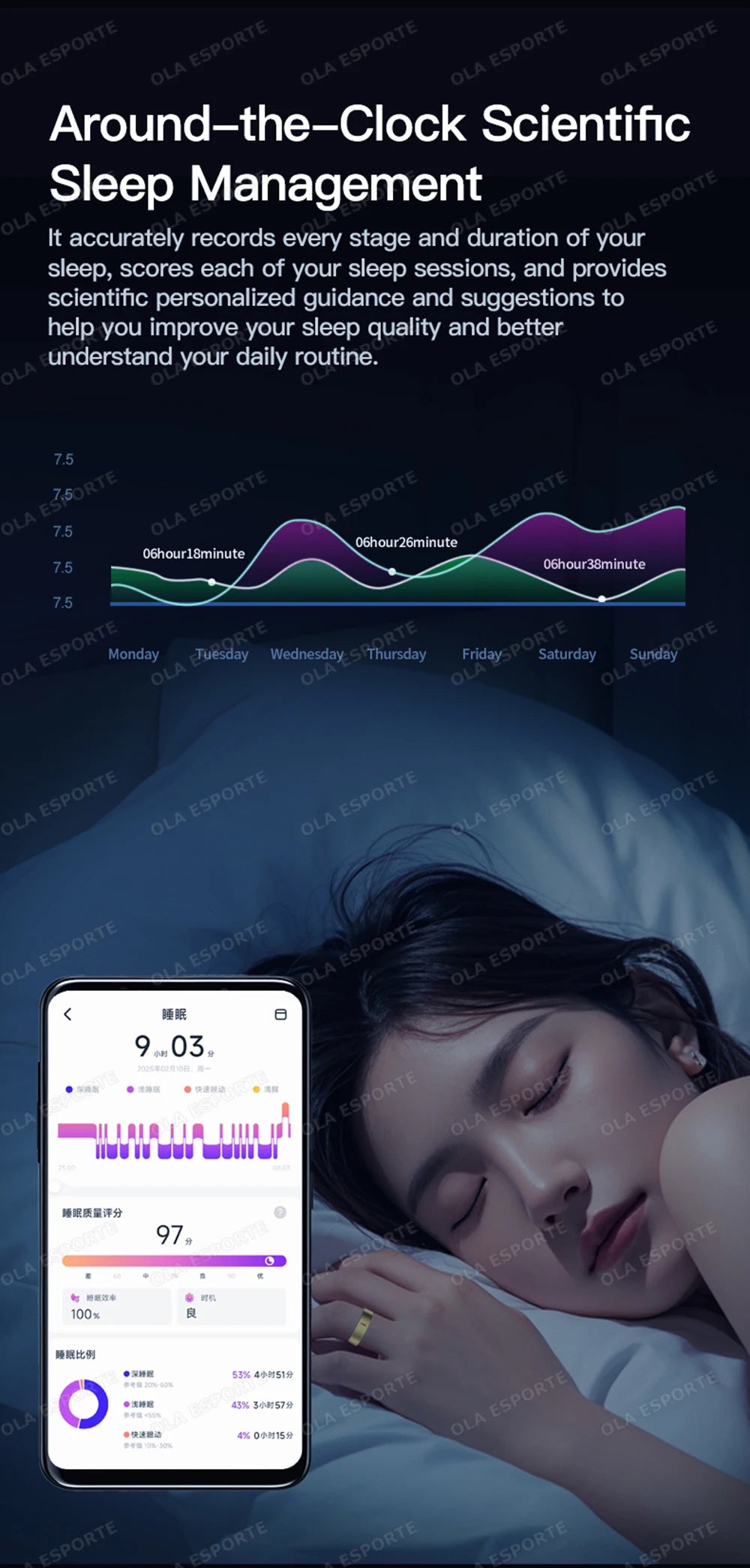 Health Tracking Smart Ring - 5ATM Waterproof Heart Rate & Sleep Monitor