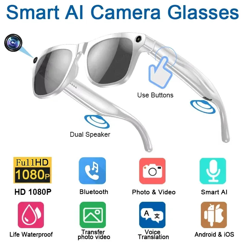 Smart 8K AI Glasses - 1200MP Camera with ChatGPT & Bluetooth