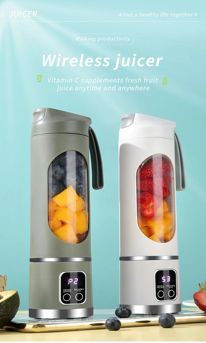 🍓 10-Blade Portable Blender 450ml - USB Rechargeable Smoothie & Ice Crusher