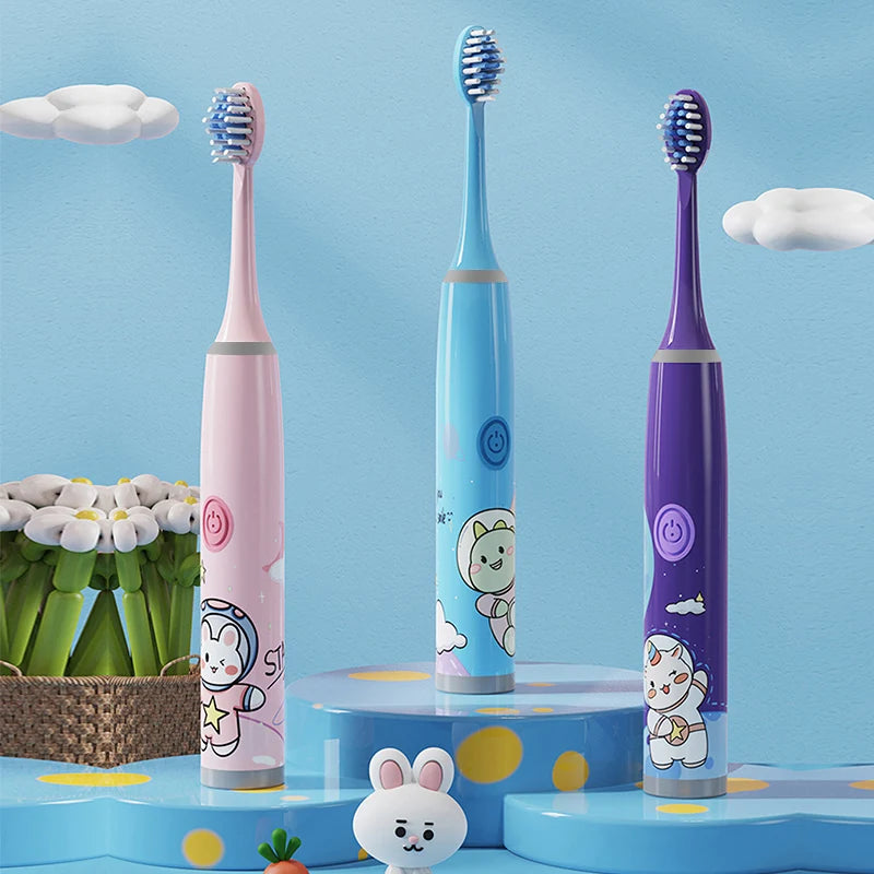 Kids Space Adventure Electric Toothbrush - Fun Cartoon Design for Healthy Smiles