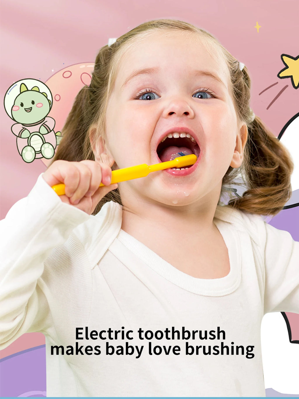 Kids Space Adventure Electric Toothbrush - Fun Cartoon Design for Healthy Smiles