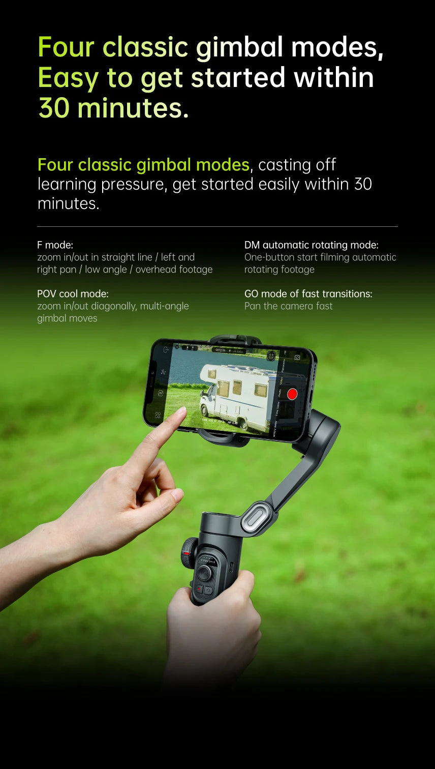 🎥 AOCHUAN 3-Axis Gimbal Stabilizer - AI Face Tracking for TikTok & Vlog
