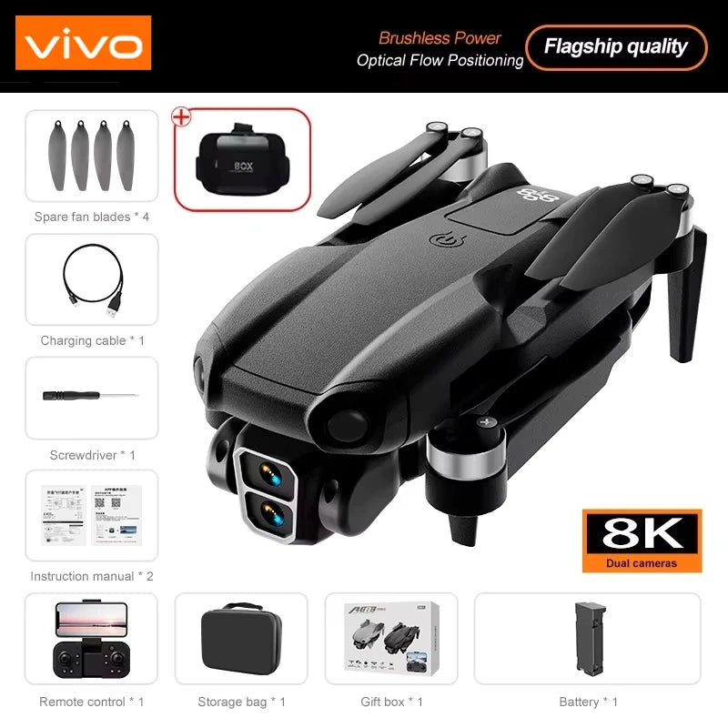8K Pro VR Drone - Dual HD Camera with Obstacle Avoidance & Brushless Motor