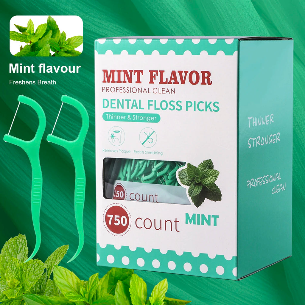 🦷 Mint Dental Floss Sticks - Portable Disposable Deep Cleaning Oral Care