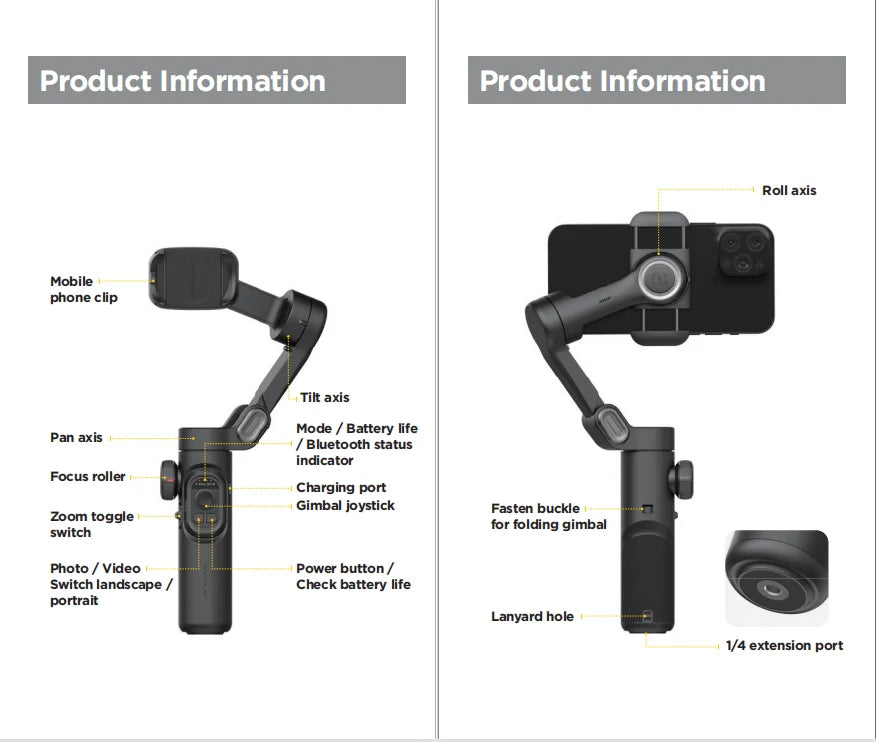 🎥 AOCHUAN 3-Axis Gimbal Stabilizer - AI Face Tracking for TikTok & Vlog