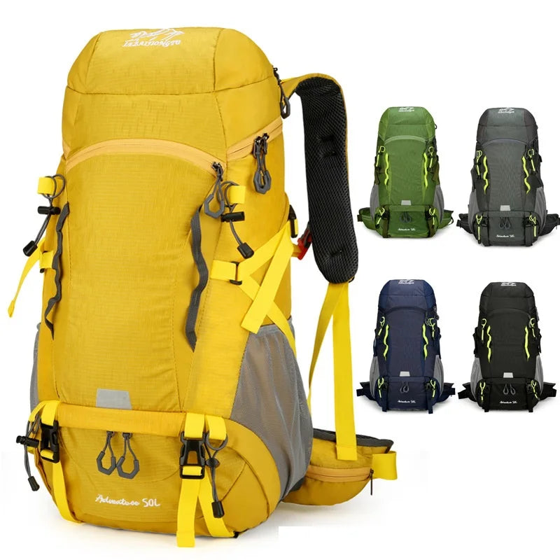 🏔️ 50L Outdoor Hiking Backpack - Rainproof Nylon Camping Rucksack