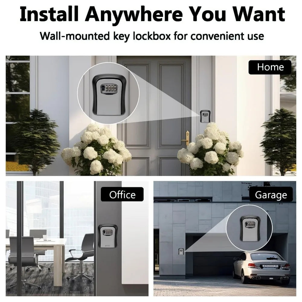 🔐 4-Digit Password Key Lock Box - Wall Mounted Security Storage