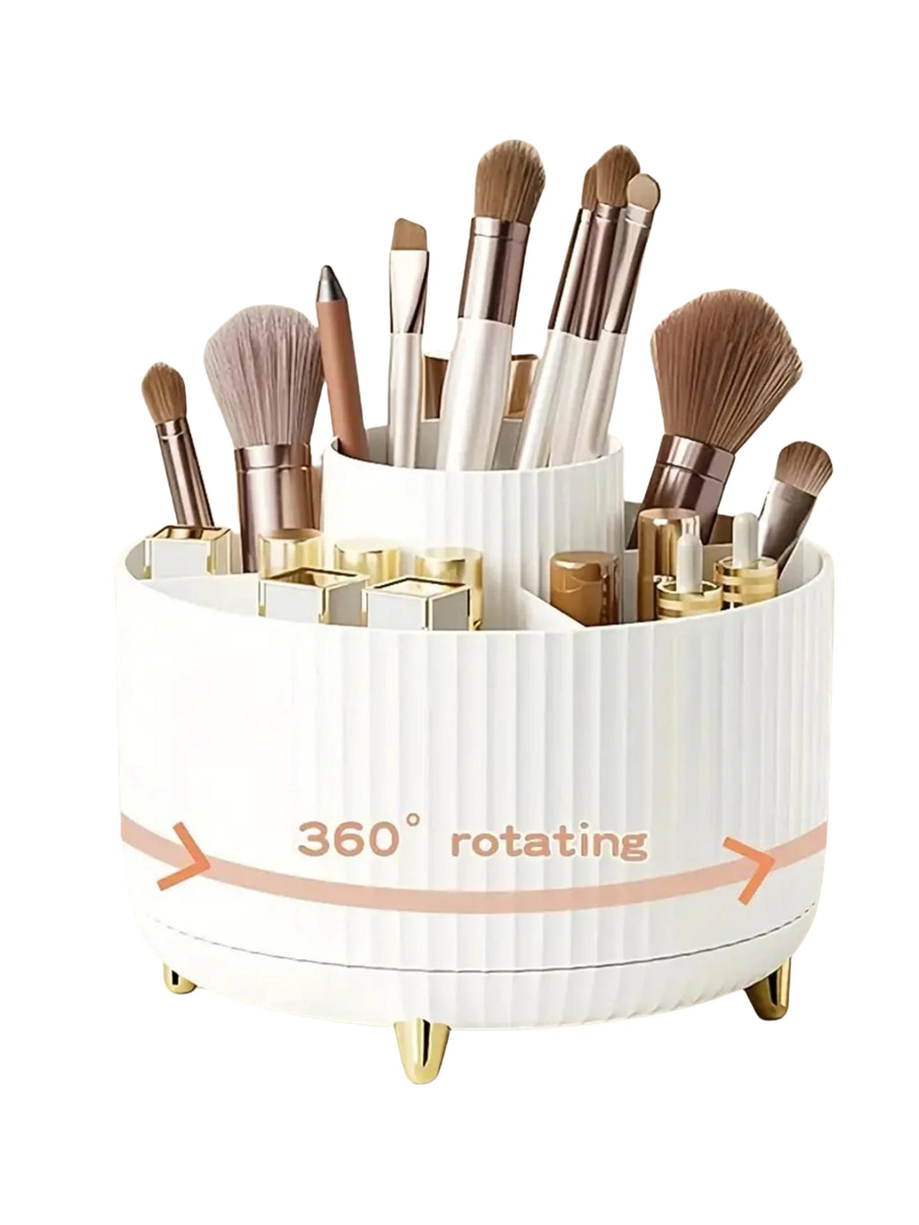 💄 360° Rotating Makeup Organizer - 5 Compartments Multi-Functional Storage
