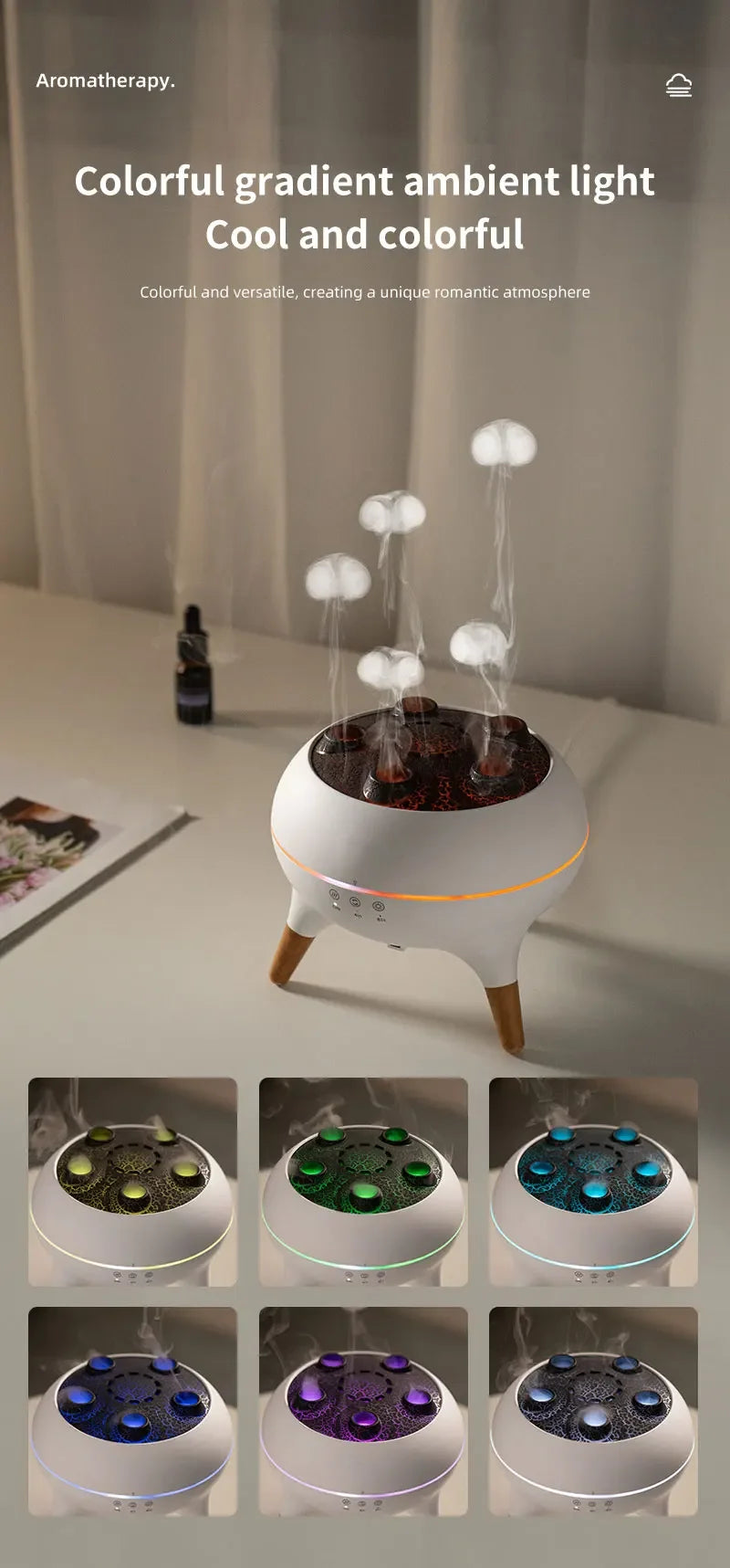 🪼 Jellyfish Air Humidifier 250ml - Essential Oil Diffuser with 7 Color Lights