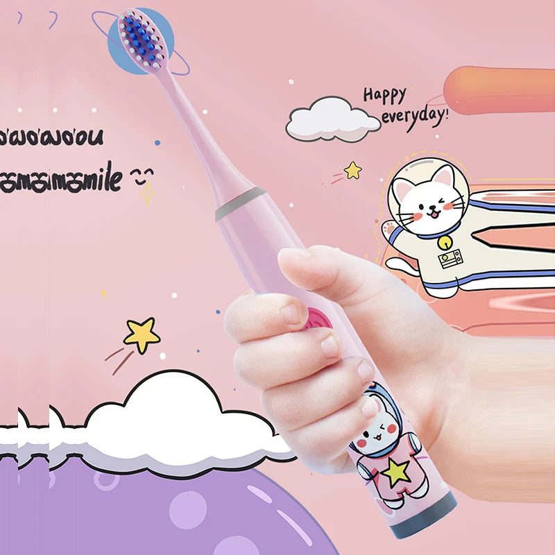 Kids Space Adventure Electric Toothbrush - Fun Cartoon Design for Healthy Smiles