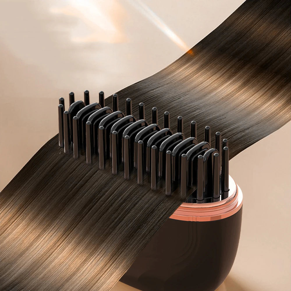 💇 Wireless Hair Straightening Comb - Portable USB Rechargeable Brush