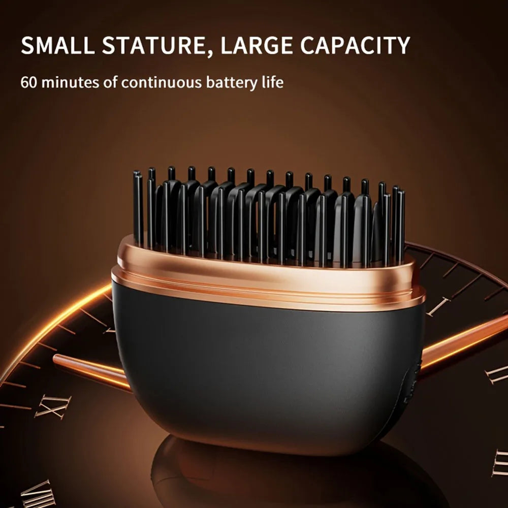 💇 Wireless Hair Straightening Comb - Portable USB Rechargeable Brush