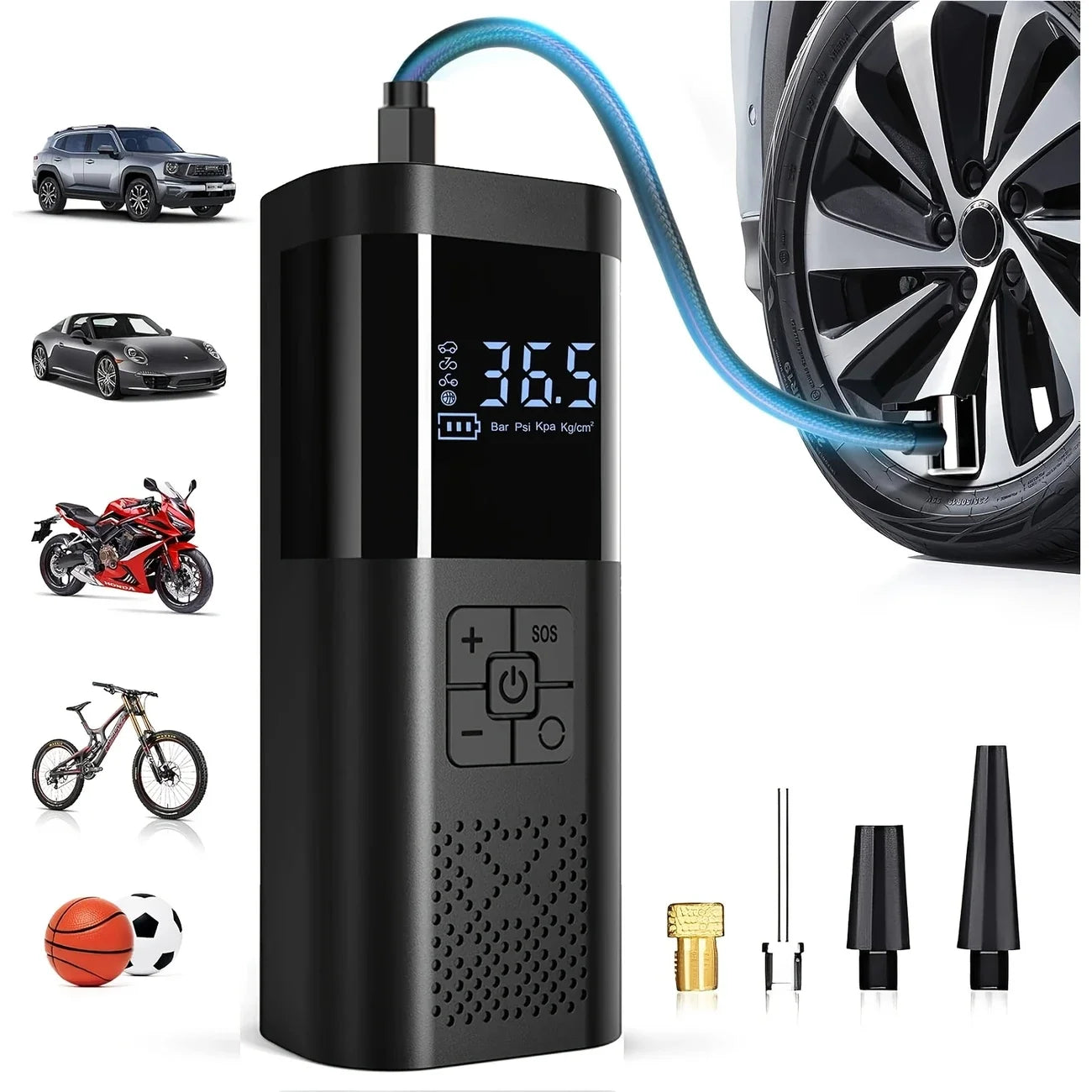 🚗 Portable Car Air Compressor 150PSI - 3X Faster Cordless Tire Inflator