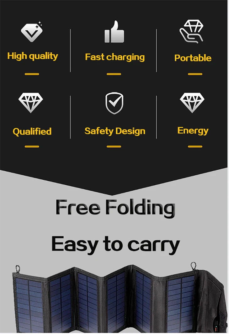 ☀️ 800W Foldable Solar Panel - Portable 6-Fold Charger USB 5V DC Power