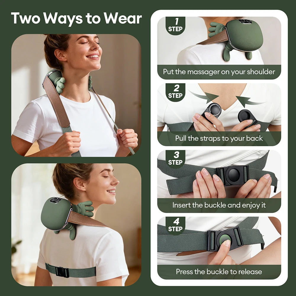 💆 Bionic Finger 5D Shiatsu Neck Massager - Ultra-Quiet Brushless Motor